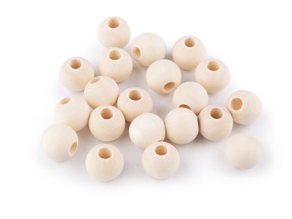 Dřevěné korálky nelakované Ø18 mm (Balení 600 ks, Varianta přírodní sv.)