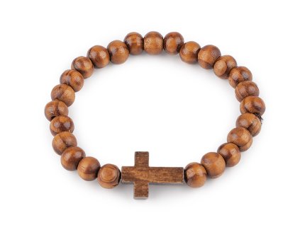 Náramek dřevěný unisex křížek (Balení 1 ks, Varianta 1 hnědá přírodní)