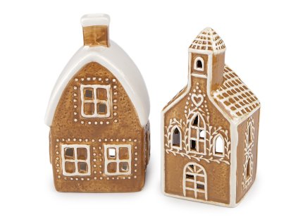 Vánoční domeček, kostel na svíčku imitace perníku (Balení 1 ks, Varianta 1 přírodní stř.)