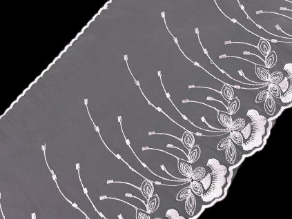 Vyšívaná krajka na monofilu šíře 20 cm (Balení 1 m, Varianta 2 šedá nejsvětlejší růžová)