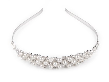 Štrasová čelenka do vlasů s perlami (Balení 1 ks, Varianta crystal)