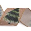 Vánoční plátnová stuha stromeček s drátem šíře 50 mm (Balení 22.5 m, Varianta 2 režná přírodní zelená)
