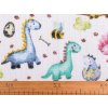 Bavlněná plenkovina / mušelín dinosaurus (Balení 1 m, Varianta (27T) bílá)