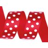 Saténová stuha s puntíky šíře 25 mm (Balení 10 m, Varianta 5 červená)