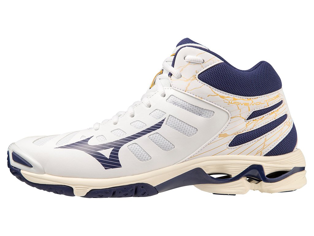 Boty Mizuno WAVE VOLTAGE MID White Blue Ribbon MP Gold