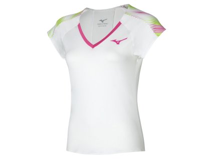 Dámské Triko Mizuno Printed Tee White Fuchsia