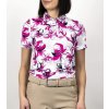 Dámské tríko Kjus Enya Printed Polo S/S Magenta/Alloy