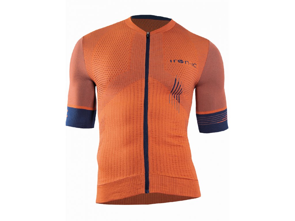 Pánský cyklistický dres oranžový Iron-ic