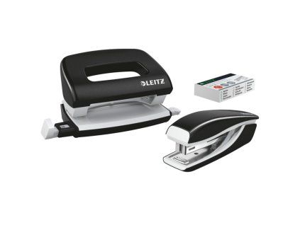 Sada zošívačka a dierovačka Leitz WOW mini čierna
