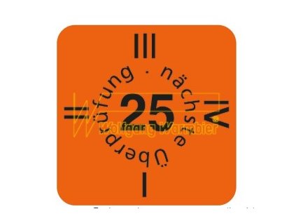 Warmbier Výstražný štítok - overenie, 15x15mm, oranžová, na rok 2025, 30 ks/list