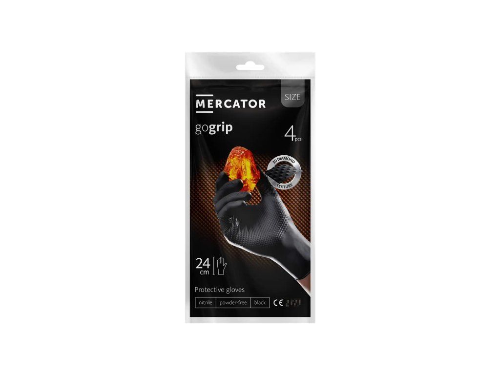 MERCATOR GOGRIP BLACK jednorázové rukavice, 4 ks