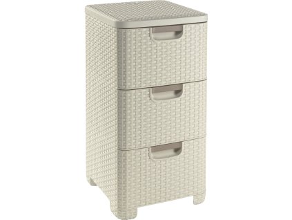 Šuplíky RATTAN style krémově bílá 3 zás.