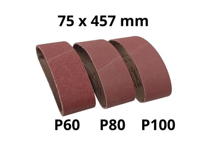 Sada brusných pásů 75x457mm 3ks