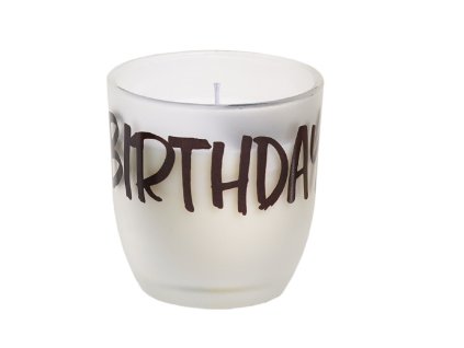 Svíčka ve skle s nápisem - BIRTHDAY