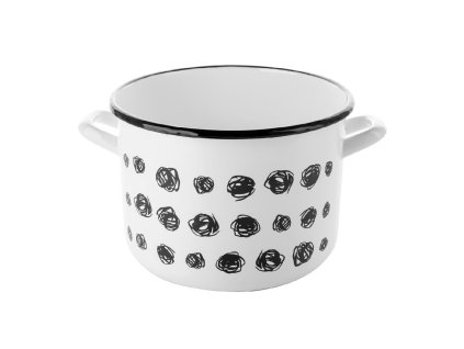 Smaltovaný hrnec 18cm 3,55l Asterico bílý se vzorem