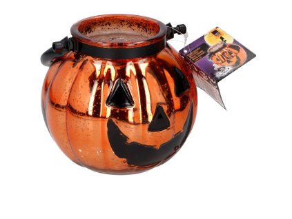 Dekorace sklo s 10LED Halloween 15,5*13cm na 2*AA baterie