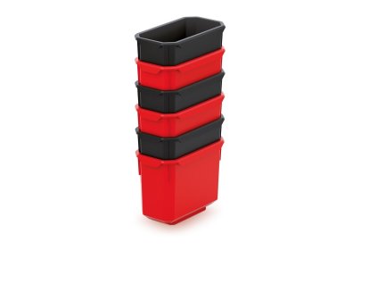 Sada 6 plastových boxů na nářadí X BLOCK BOX 140x75x280 černé/červené