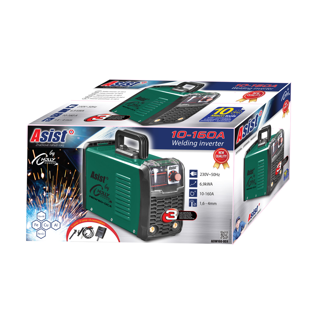 AEIW160-DC4 Svářecí invertor 6,9 kW, 160 A 5Kg GIGA Sklad 5 AEIW160-DC4