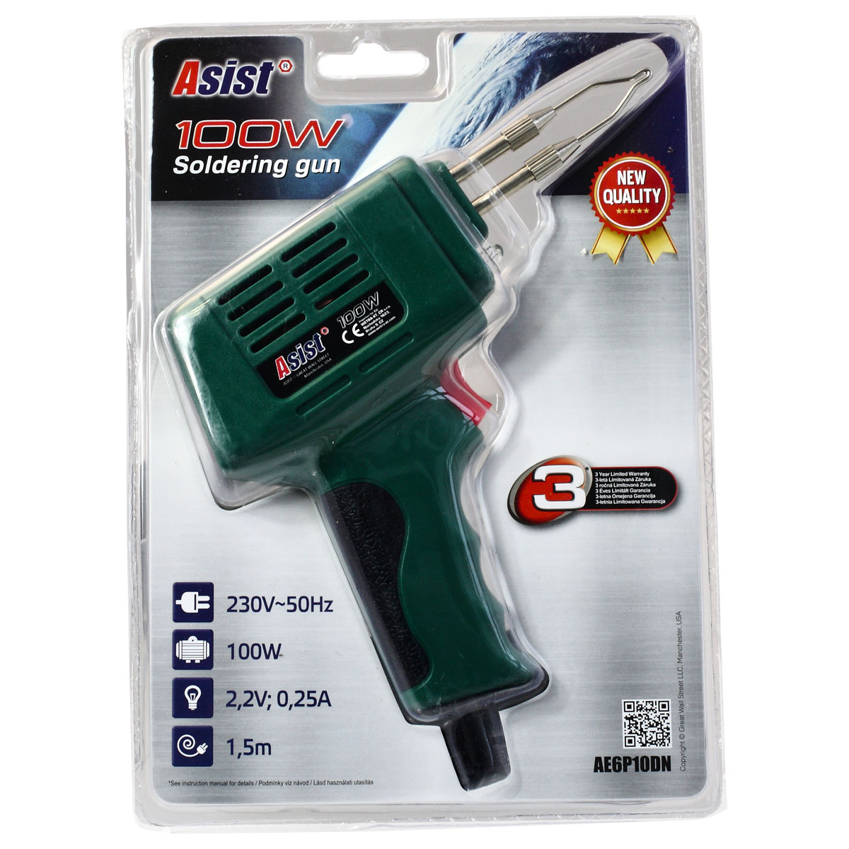Pájecí pistole 100W ASIST AE6P10DN 0,72Kg GIGA Sklad 5 AE6P10DN