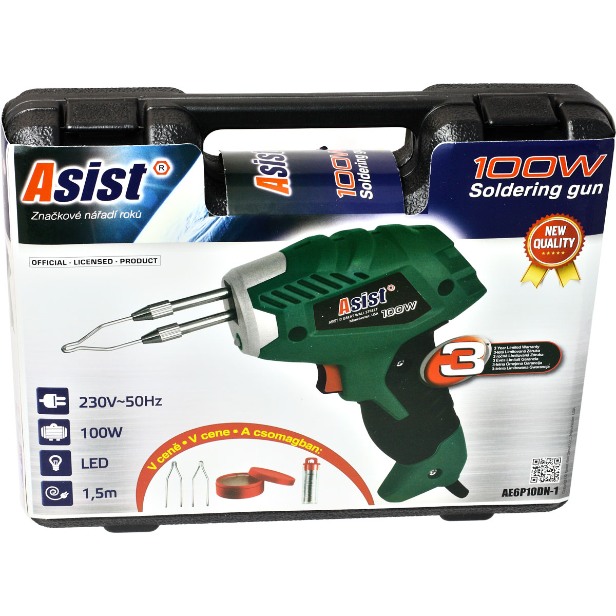 AE6P10DN-1 Pájecí pistole 100 W s příslušenstvím 1,1Kg GIGA Sklad 5 AE6P10DN-1