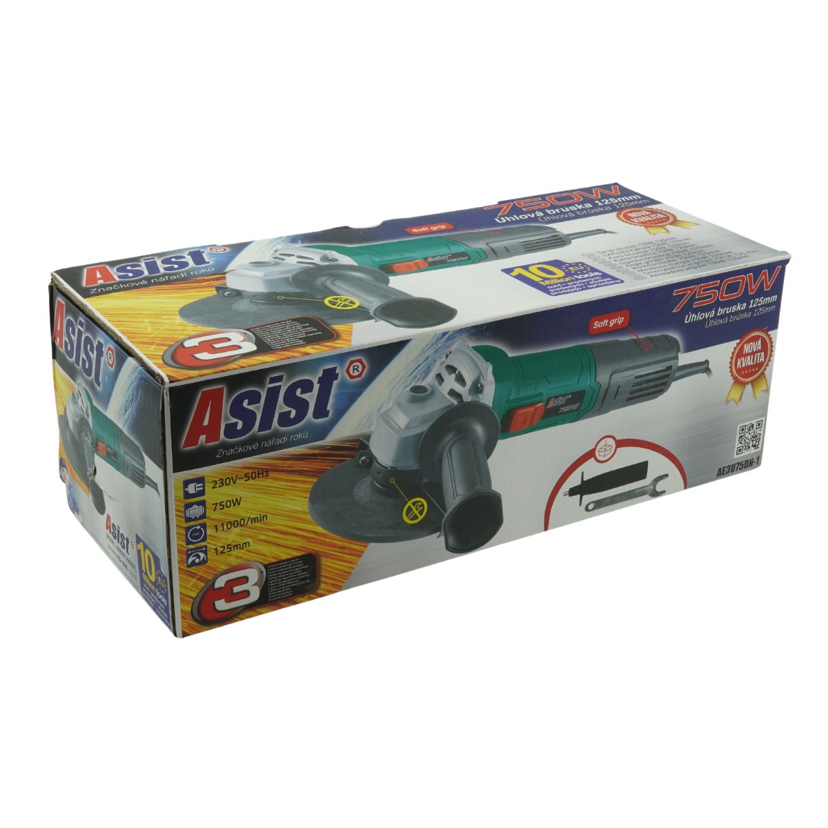 AE3U75DN-1-SAD Úhlová bruska 750 W, 125 mm + 4x kotouč ZDARMA 2,7Kg GIGA Sklad 5 AE3U75DN-1-SAD