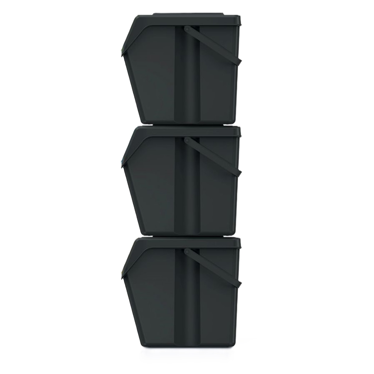 Sada 3 odpadkových košů SORTIBOX II recyklovaně černý, objem 3x25L 2,5Kg GIGA Sklad 5 PPISWB25S3-S411