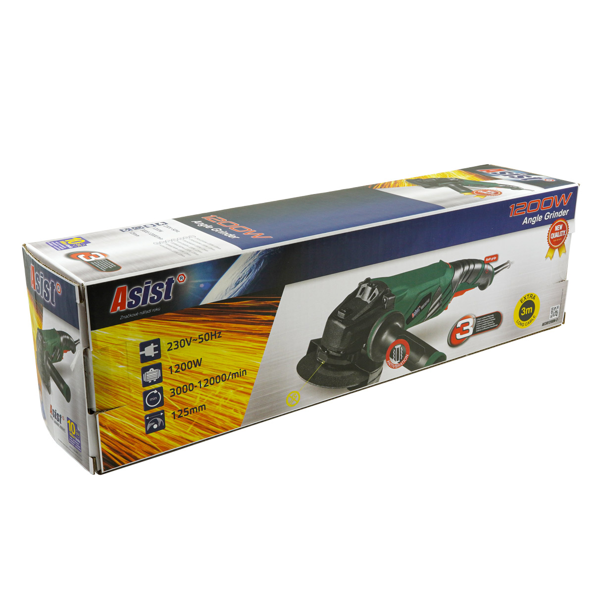 AE3U120DN-2-SAD Úhlová bruska s regulací 1200 W, 125 mm + 5x kotouč ZDARMA 4,1 Kg GIGA Sklad5 AE3U120DN-2-SAD
