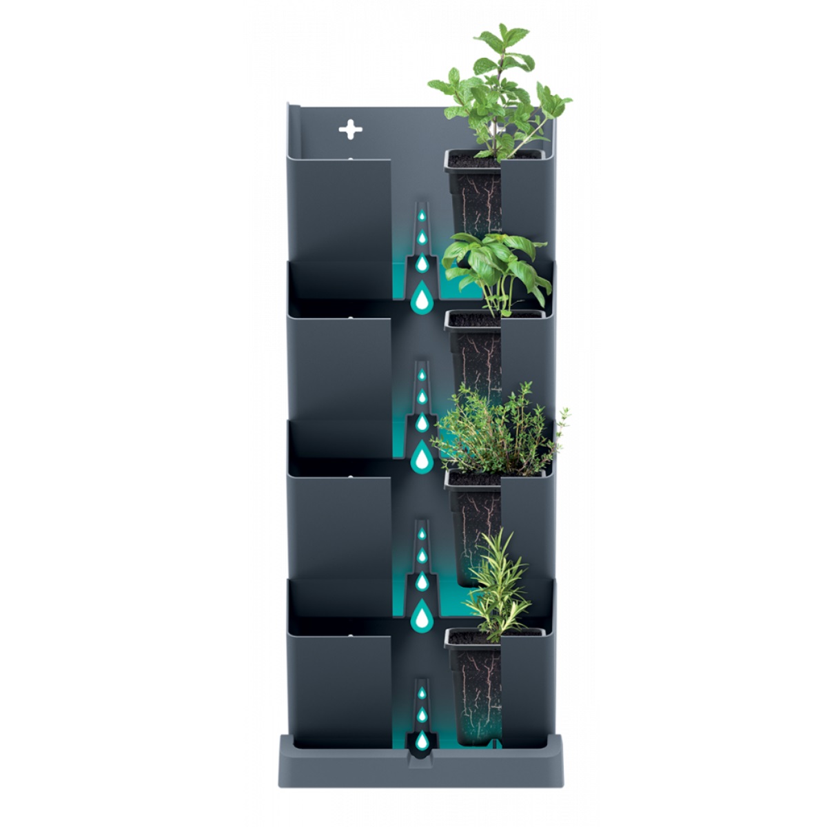 Květináče vertikální s nůžkami na bylinky MINI CASCADE antracit 0,76Kg GIGA Sklad 5 PPIO1W200-S433