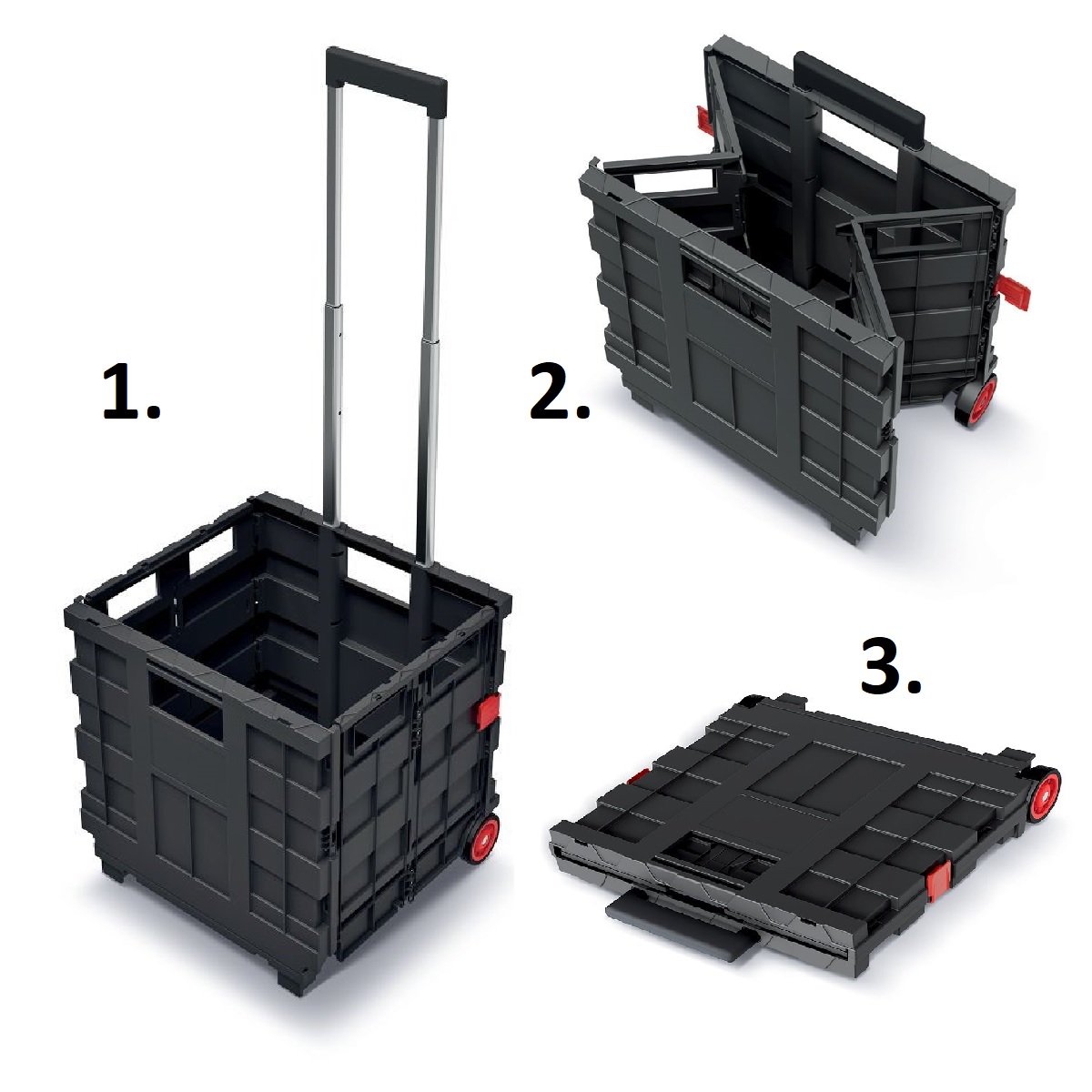 Skládací přepravka s madlem CART T červená 39,6x37x100,8cm 2,1Kg GIGA Sklad 5 PPKCT4040-3020
