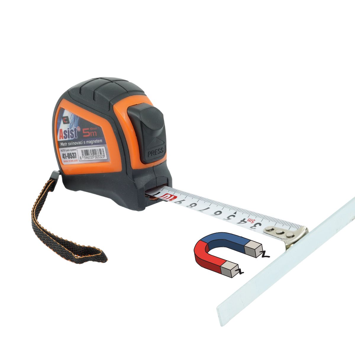 Metr svinovací ASIST 41-0537 - 5m x19mm s magnetem 0,16Kg GIGA Sklad 5 41-0537