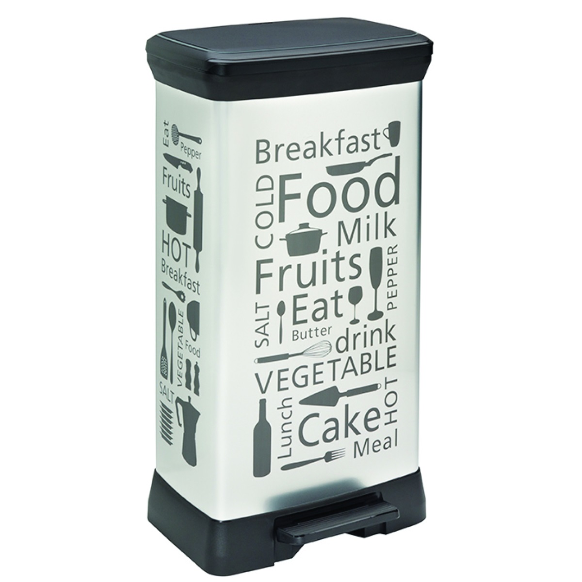 Odpadkový koš DECO BIN 50L, bílo-černý 3Kg GIGA Sklad 5 205873