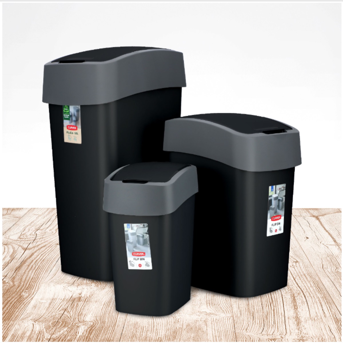 Odpadkový koš FLIP BIN 9L, černý 0,85Kg GIGA Sklad 5 229418