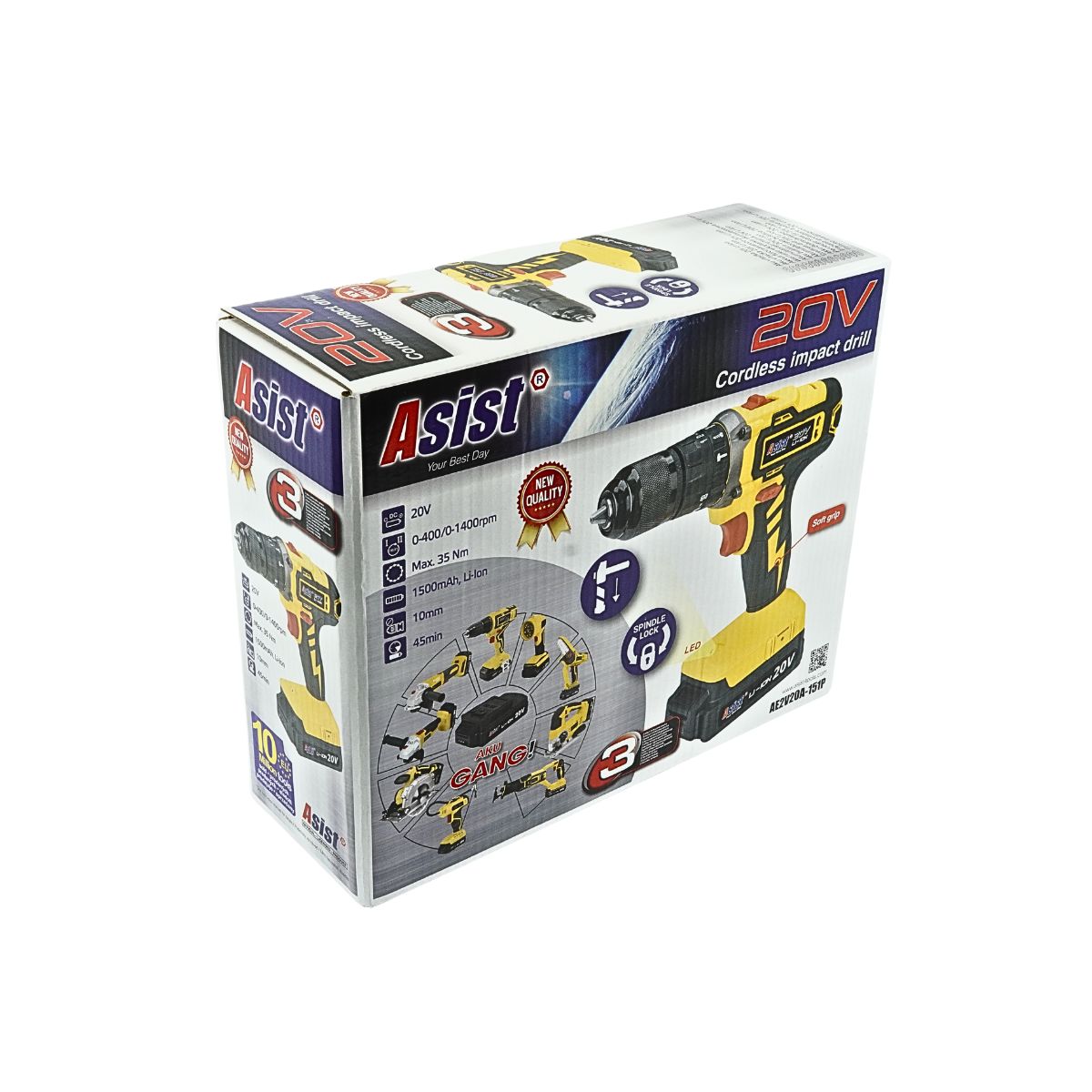 AKU GANG AE2V20A-151P AKU vrtačka s příklepem 20 V, 1,5 Ah START SET 1,4Kg GIGA Sklad 5 AE2V20A-151P