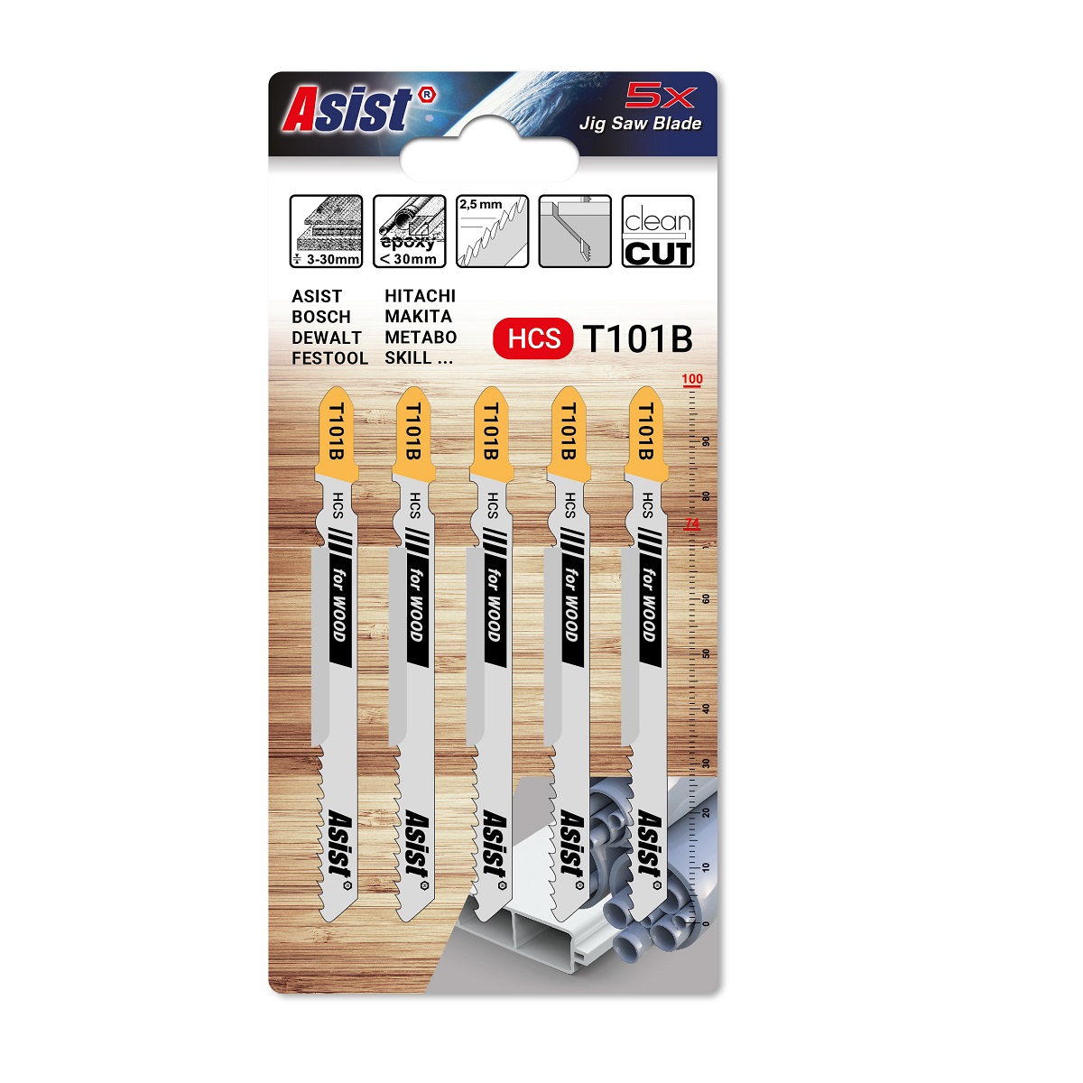 Pilové listy k přímočaré pile na dřevo a plast - 5ks ASIST 05-5105 0,04Kg GIGA Sklad 5 05-5105