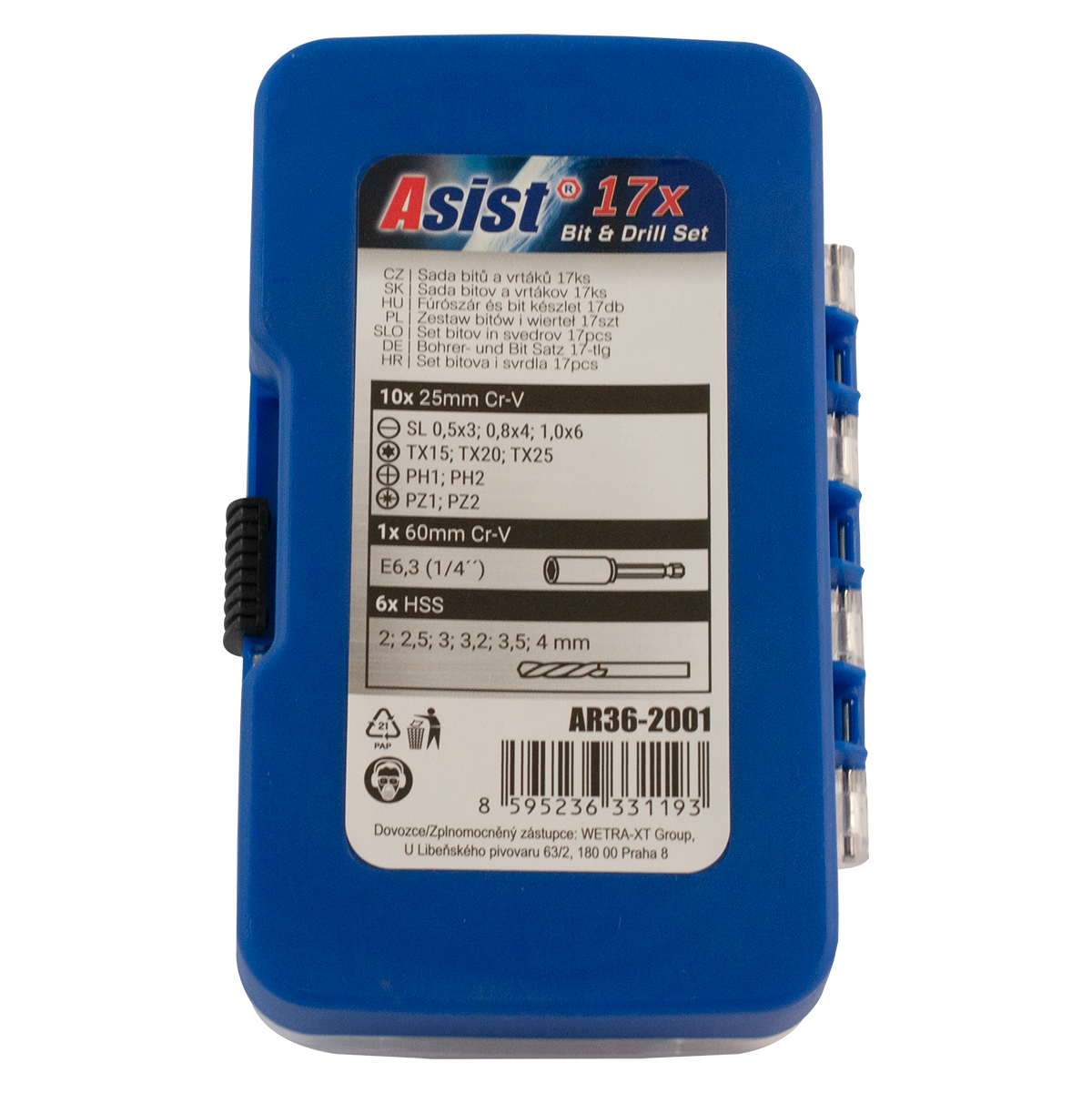 Sada bitů a vrtáků 17ks ASIST AR36-2001 0,18Kg GIGA Sklad 5 AR36-2001
