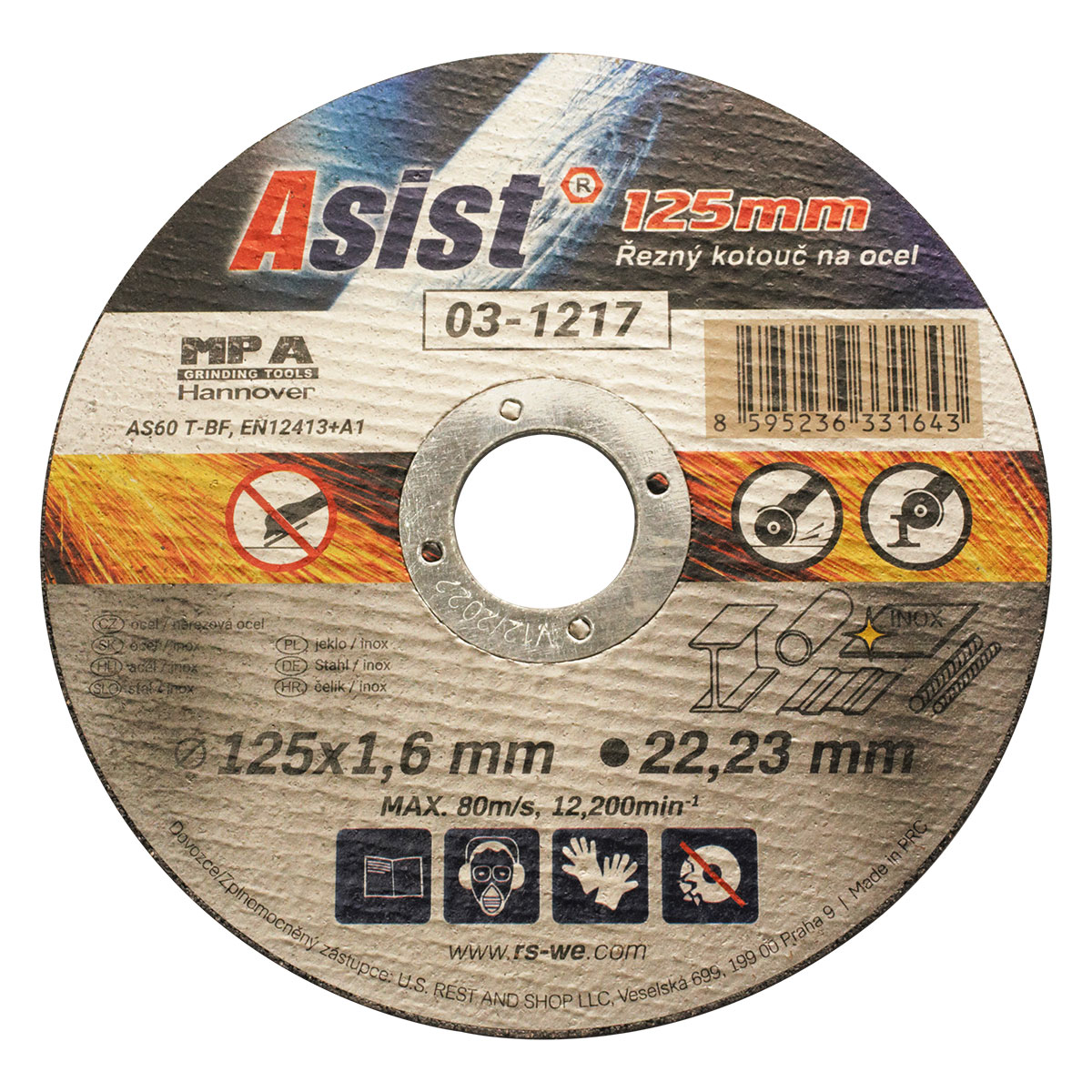 Kotouč řezný na kov 125x22,23x1,6mm ASIST 03-1217 0,03Kg GIGA Sklad 5 03-1217