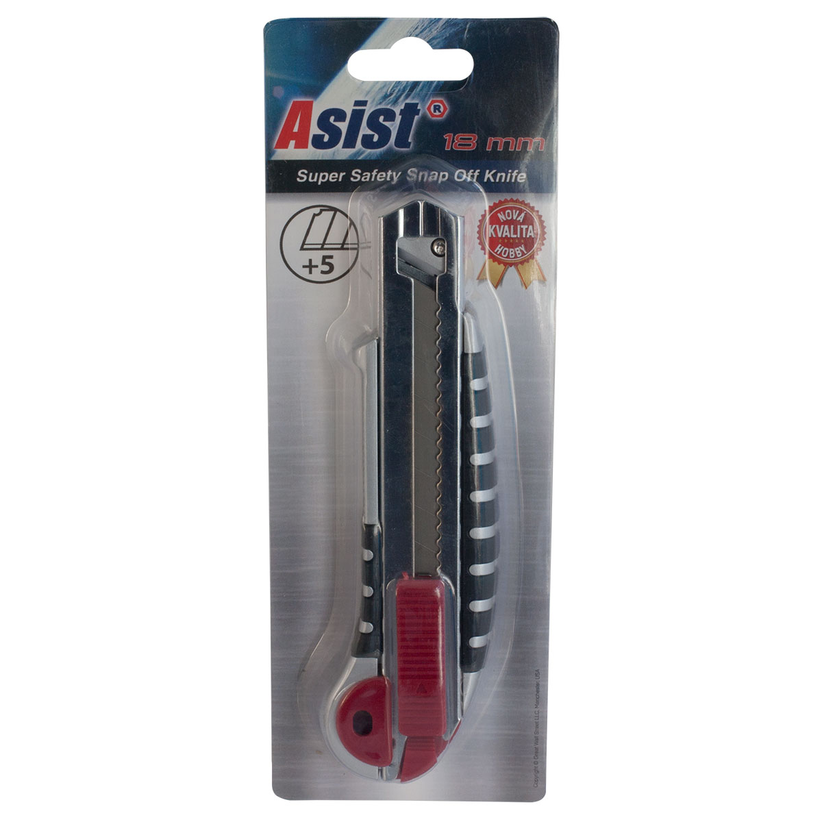 Ulamovací nůž 18mm+5 náhradních čepelí ASIST 61-1518 0,15Kg GIGA Sklad 5 61-1518