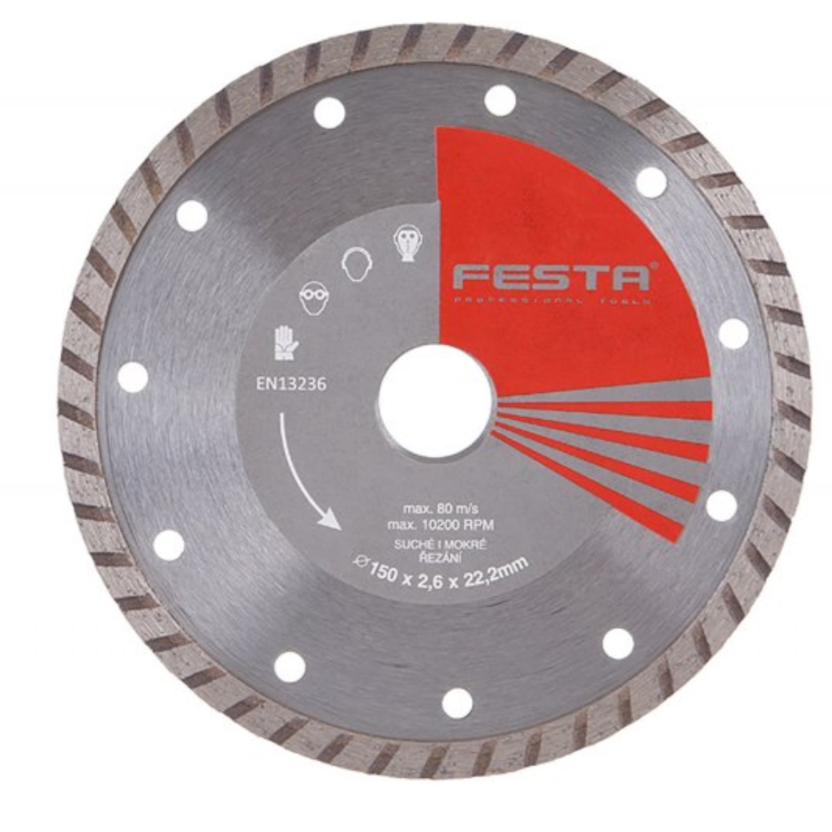 Kotouč diamantový FESTA TURBO 150x2.6x22.2mm 0,22Kg GIGA Sklad 5 21415