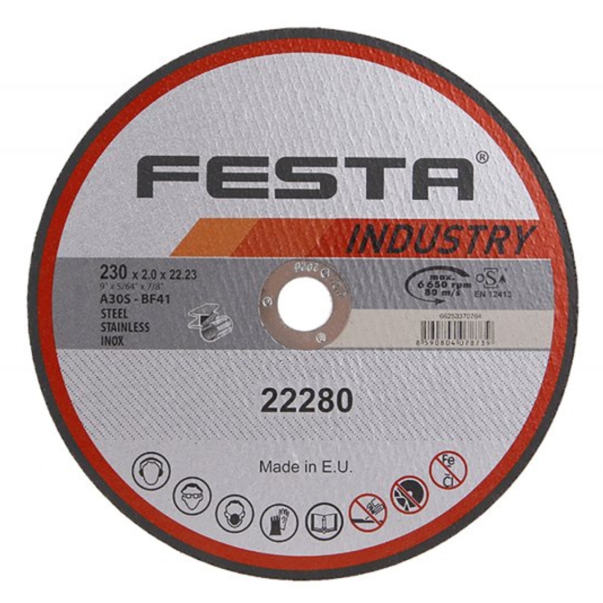 Kotouč řezný FESTA INDUSTRY na kov 230x2x22.2mm 0,19Kg GIGA Sklad 5 22280