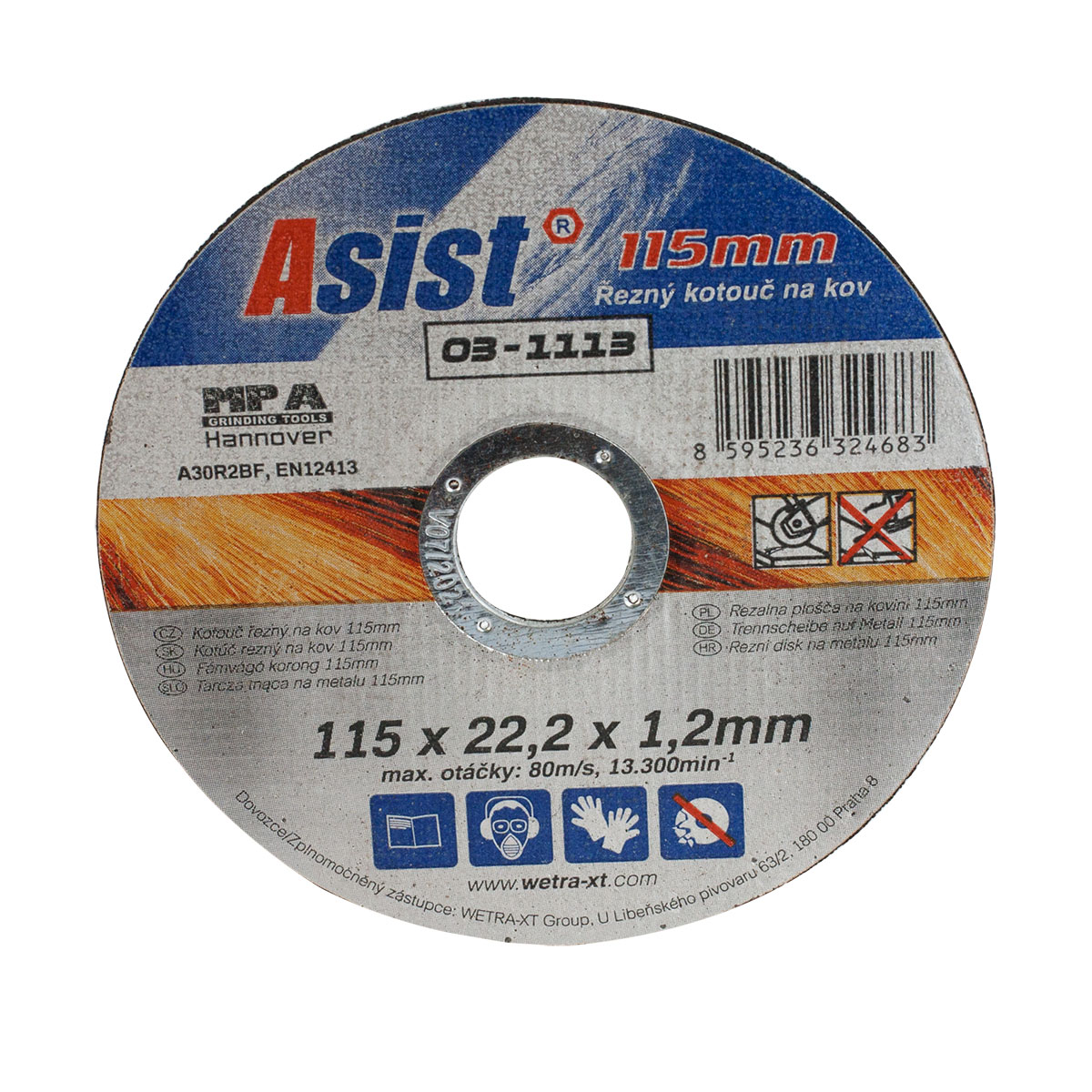 Kotouč řezný na kov 115x22,23x1,2mm ASIST 03-1115 0,03Kg GIGA Sklad 5 03-1115