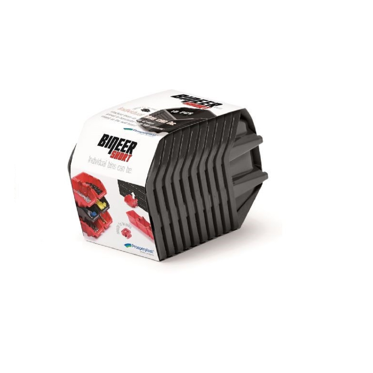 Set úložných boxů 10ks BINEER SHORT 118x98x70 mm černý 0,34Kg GIGA Sklad 5 PPKBISS12-S411
