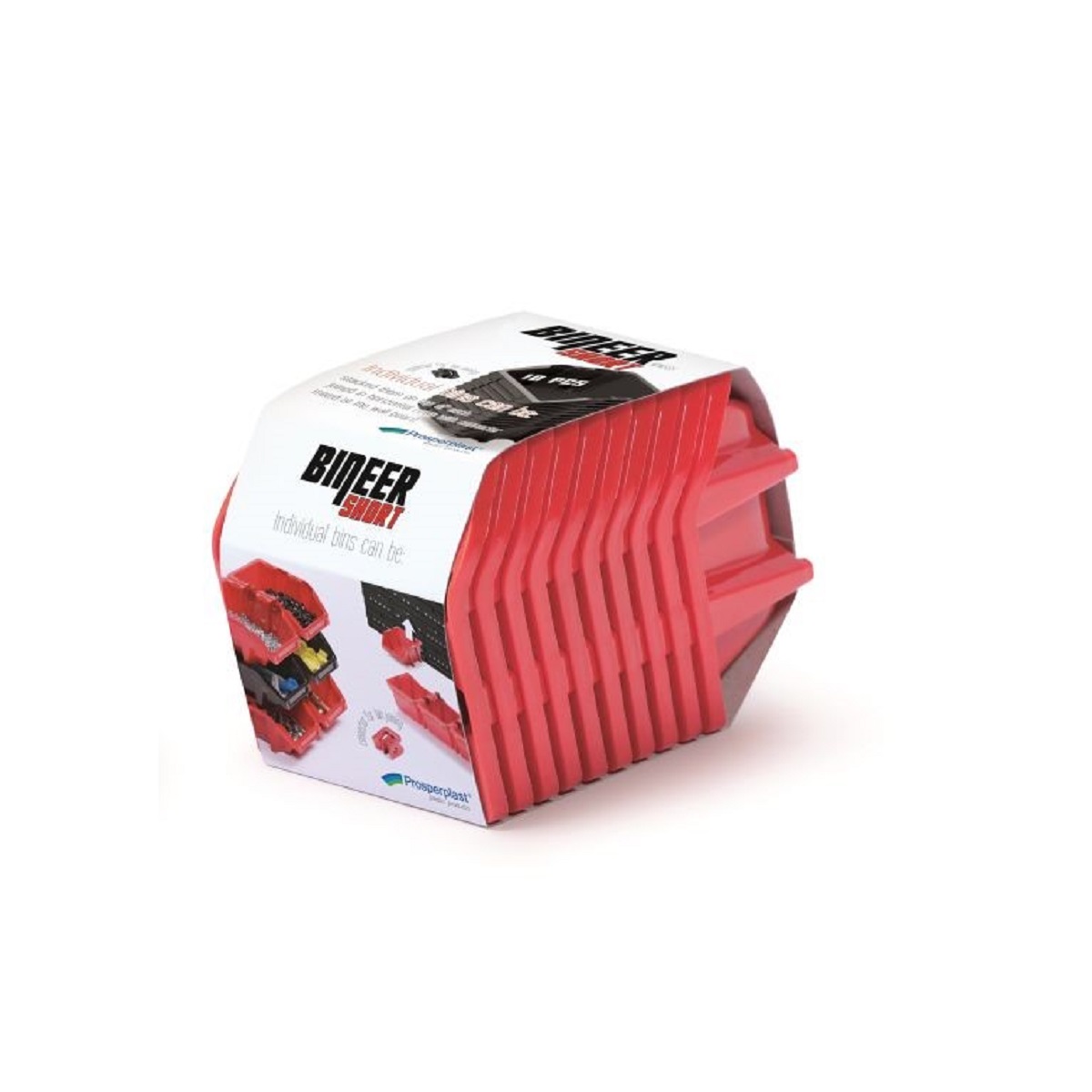 Set úložných boxů 10ks BINEER SHORT 118x98x70 mm červený 0,34Kg GIGA Sklad 5 PPKBISS12-3020