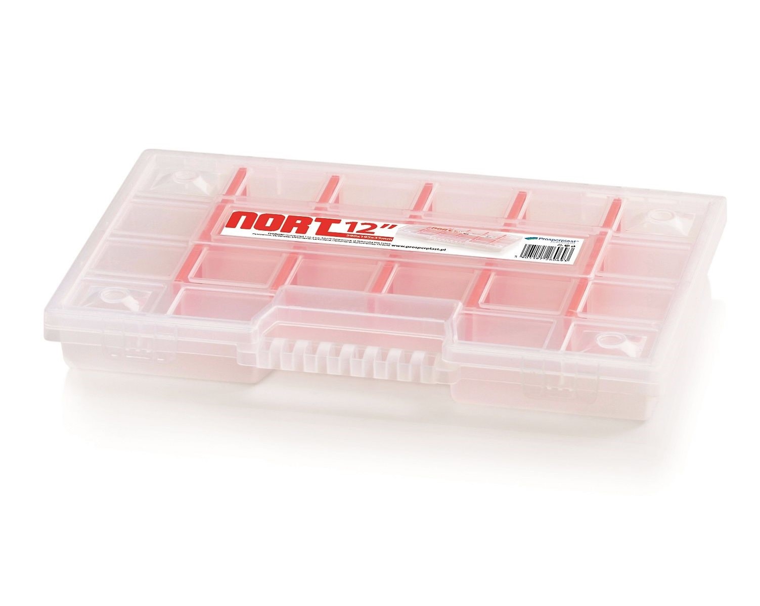 Plastový organizér 22 přihrádek NORT 290x195x35 červený 0,25Kg GIGA Sklad 5 PPKNO30204T-S429