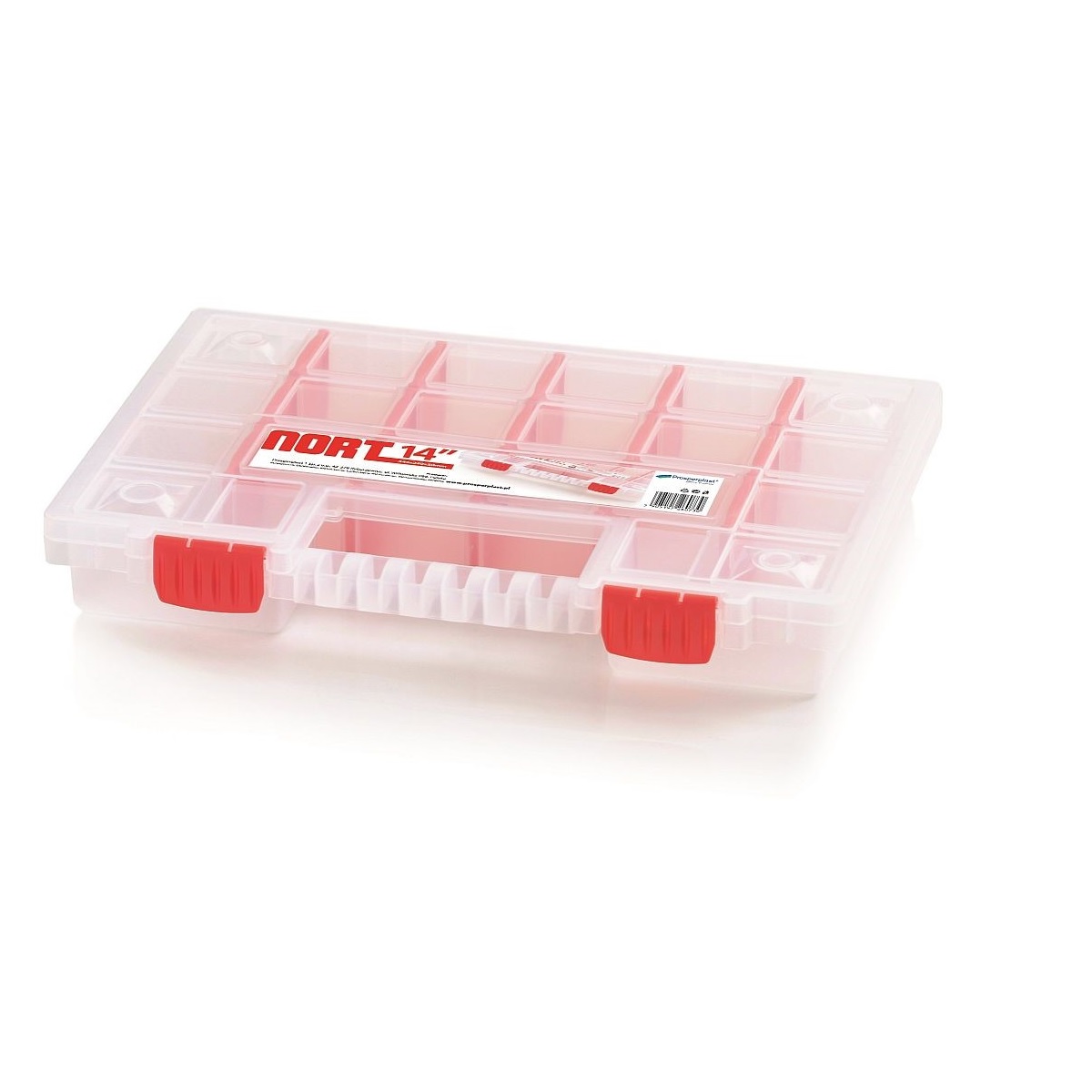 Plastový organizér 22 přihrádek NORT 344x249x50 červený 0,42Kg GIGA Sklad 5 PPKNO35255T-S429