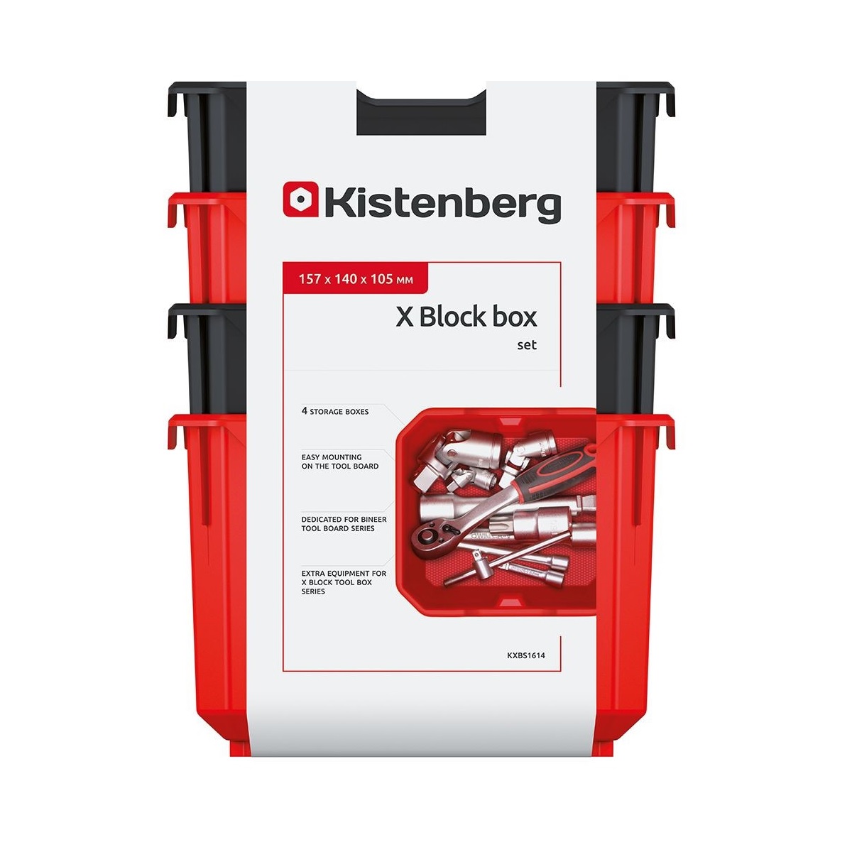 Sada 4 plastových boxů na nářadí X BLOCK BOX 157x140x210 černé/červené 0,34Kg GIGA Sklad 5 PPKXBS1614-S411_3020