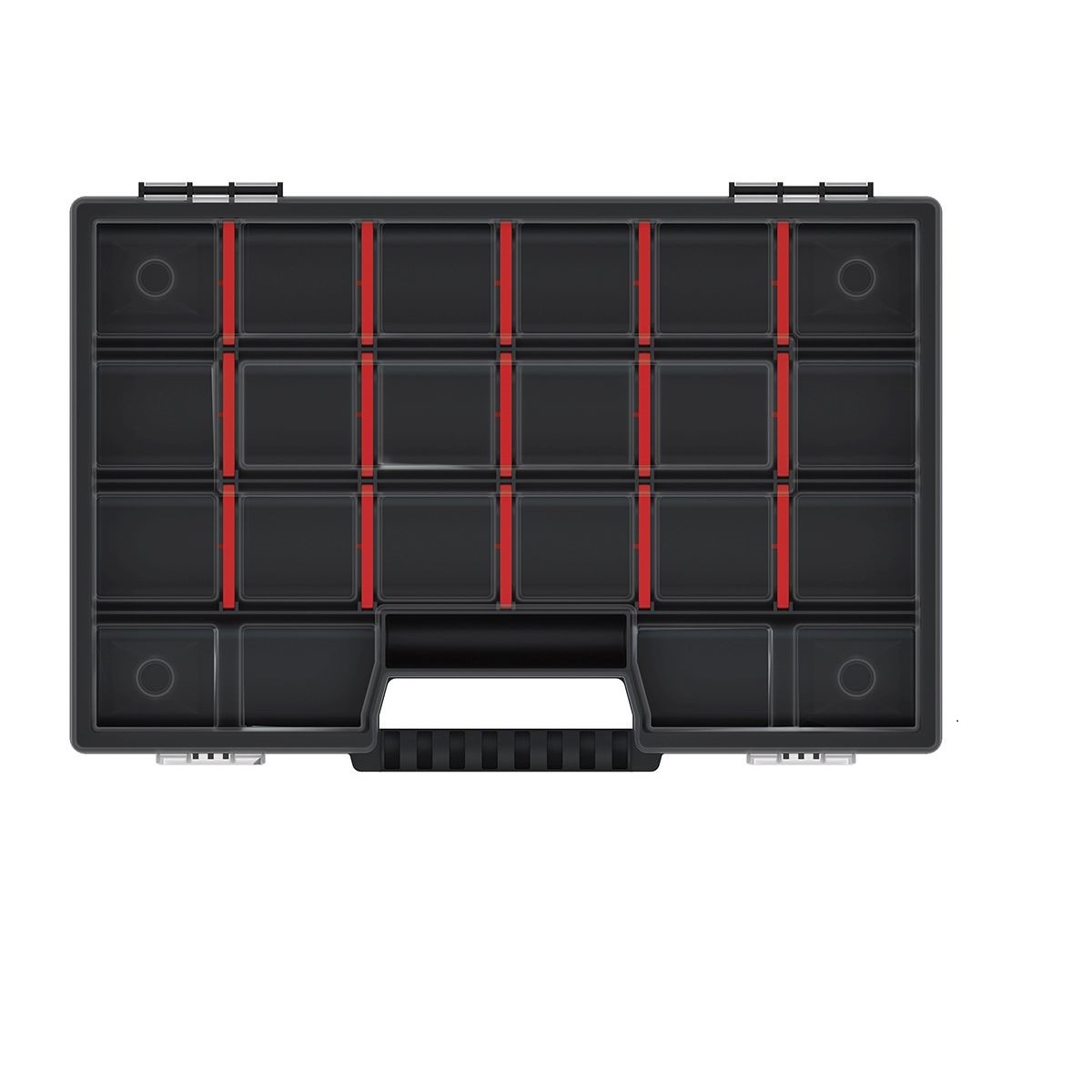 Plastový organizér 22 přihrádek NOR 290x195x35 červený 0,25Kg GIGA Sklad 5 PPKNO30204-S429