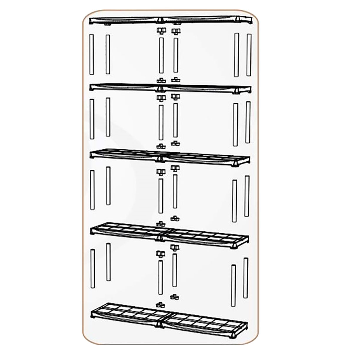 Tribac 009509BK Regál Plus, 5 polic, šířka 75 cm 5,45Kg GIGA Sklad 5 009509BK