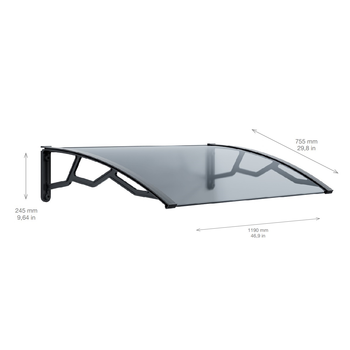 Vchodová stříška 80x120cm, transparentní 4,24Kg GIGA Sklad 5 ARTPE80120T