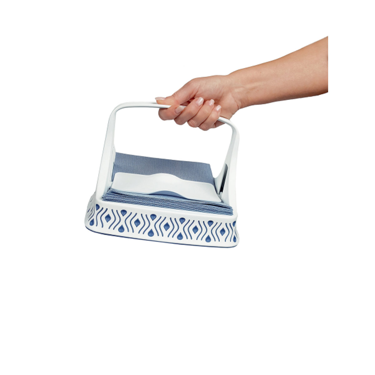 Plochý stojánek na ubrousky Tosca bílý/modrý 0,3Kg GIGA Sklad 5 D21-55801