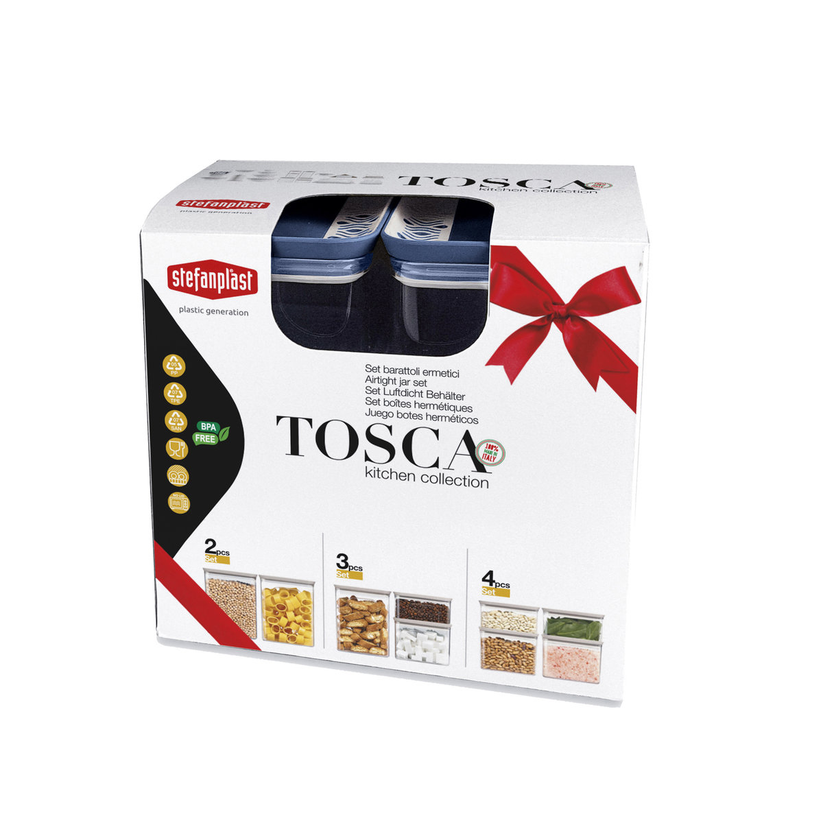 Sada 3 obdélníkových dóz Tosca, transparetní/modré 1,07Kg GIGA Sklad 5 D21-55684